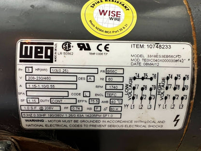 WEG .3318ES3EB56CFD Electric Motor 10748233 1/3HP