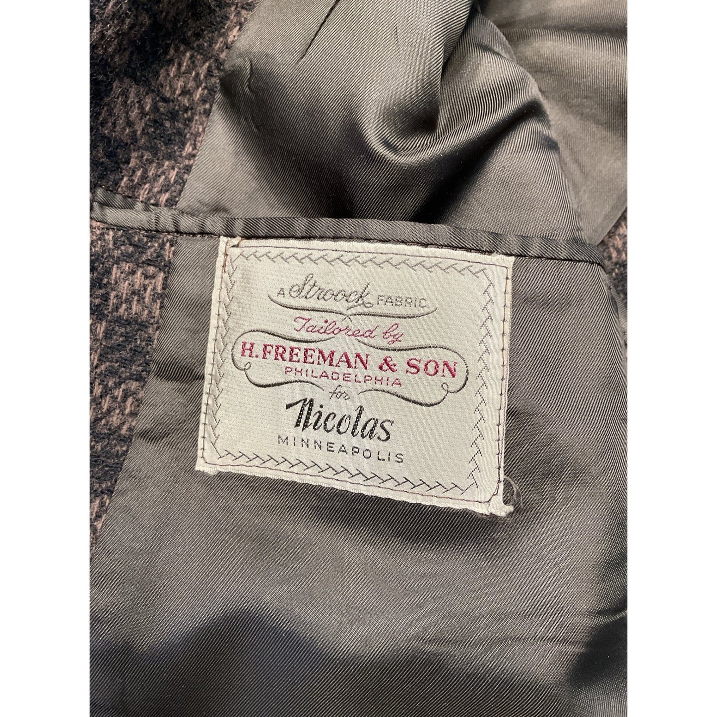 Brown Checkered Outdoor Wool Coat Size 40 Long