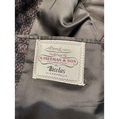 Brown Checkered Outdoor Wool Coat Size 40 Long