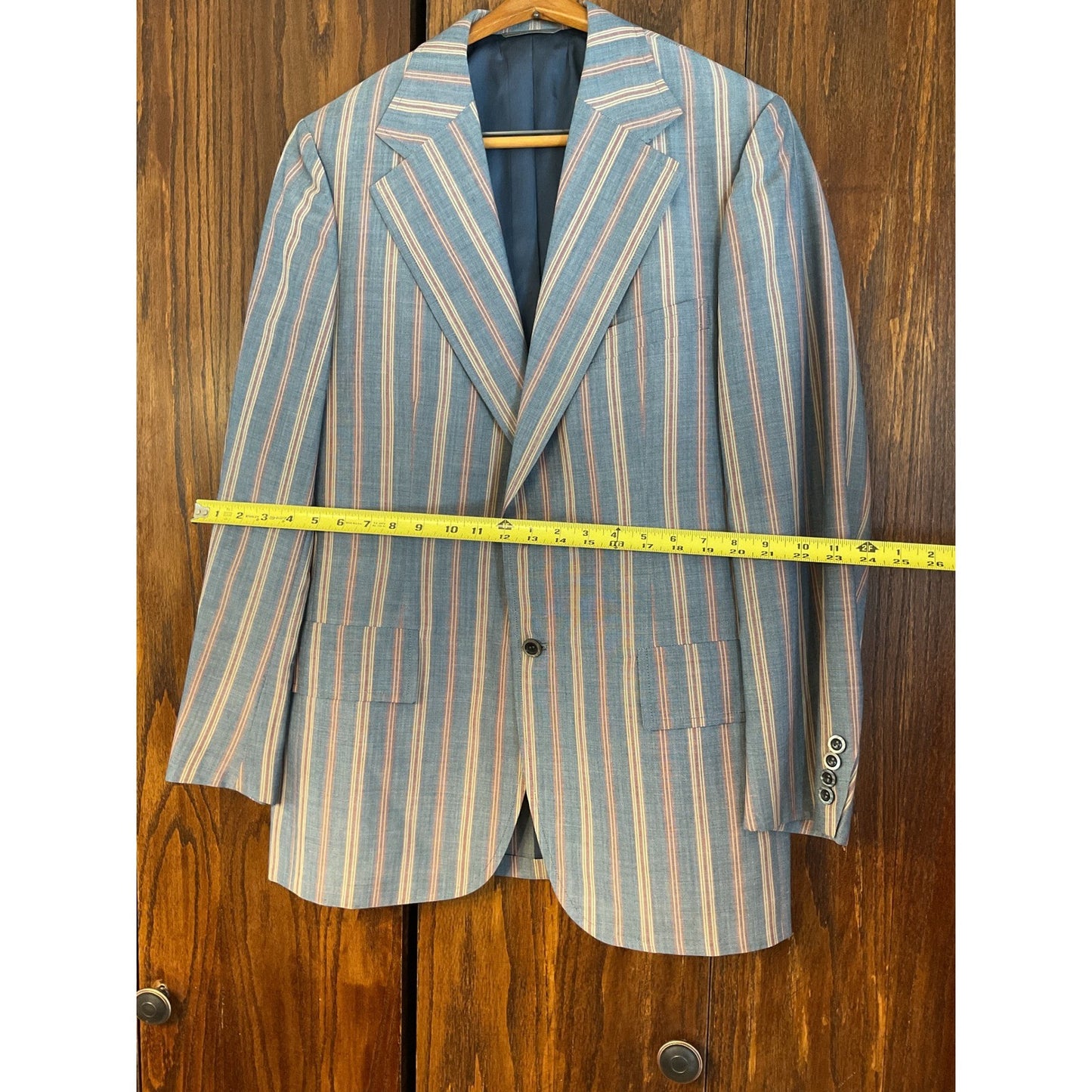 Blue, Red, and Yellow Striped Suit Sport Coat - 1972