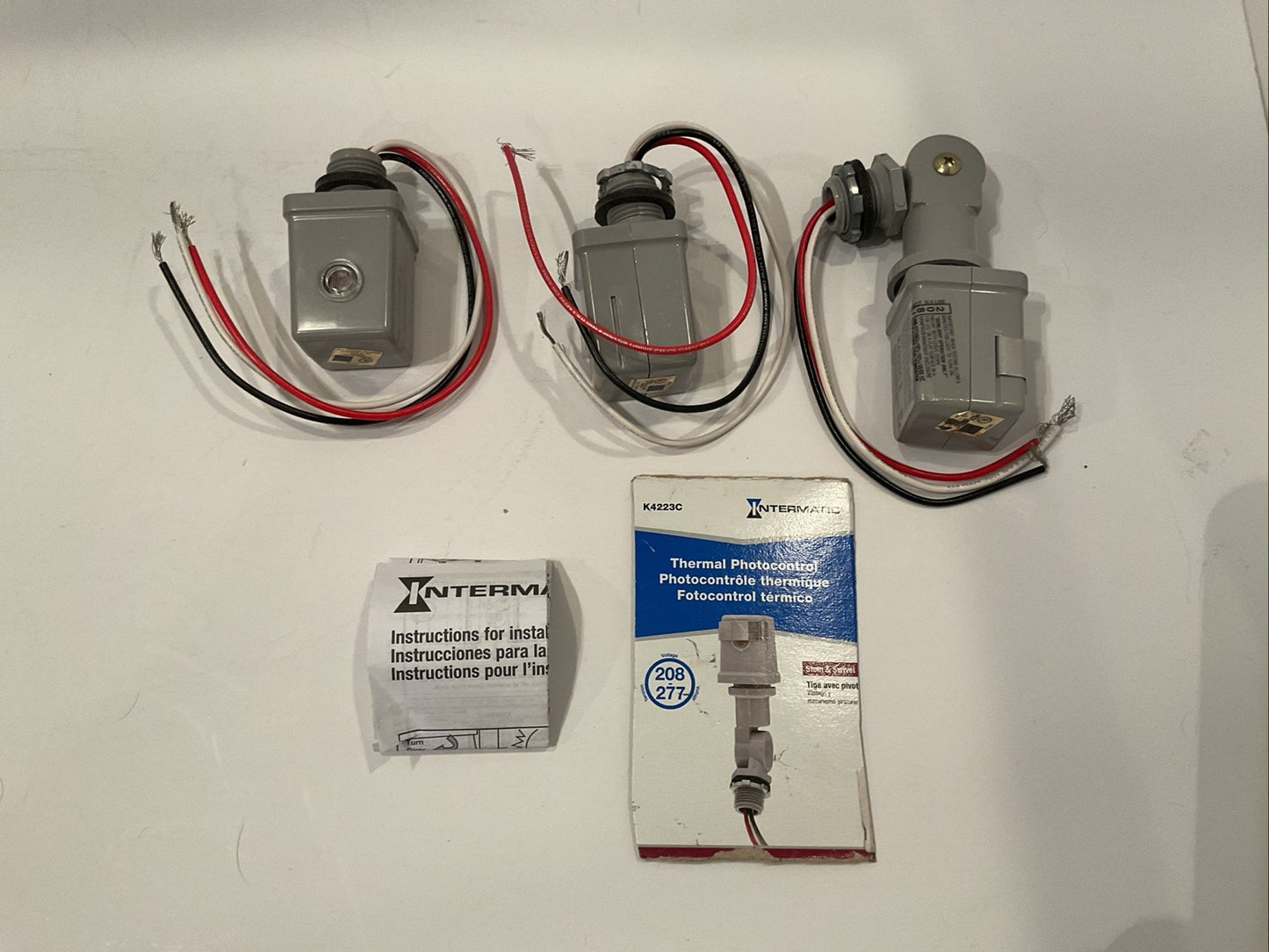 Qty 3 -Intermatic K4223C, Stem and Swivel Mount Thermal Photocontrol, 208-277 V