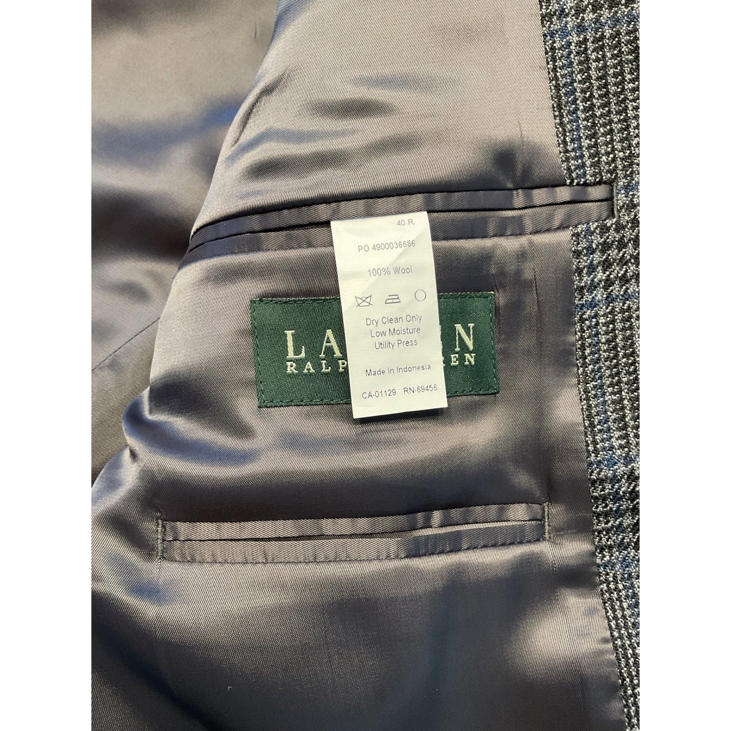 New With Tags Ralph Lauren, Pure Wool Blue and Black Plaid Blazer