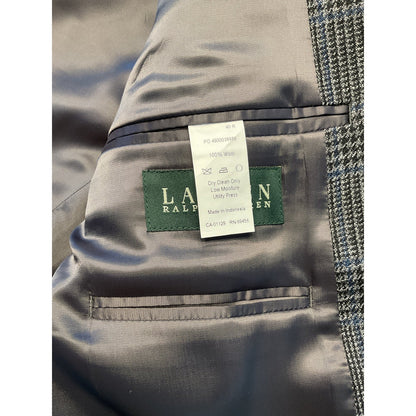 New With Tags Ralph Lauren, Pure Wool Blue and Black Plaid Blazer