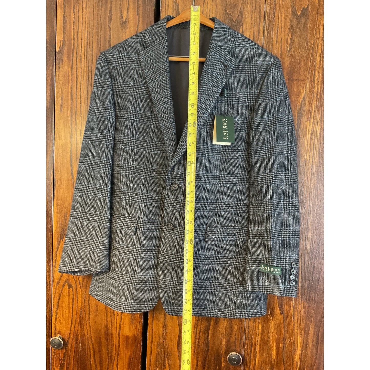New With Tags Ralph Lauren, Pure Wool Blue and Black Plaid Blazer