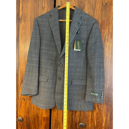 New With Tags Ralph Lauren, Pure Wool Blue and Black Plaid Blazer