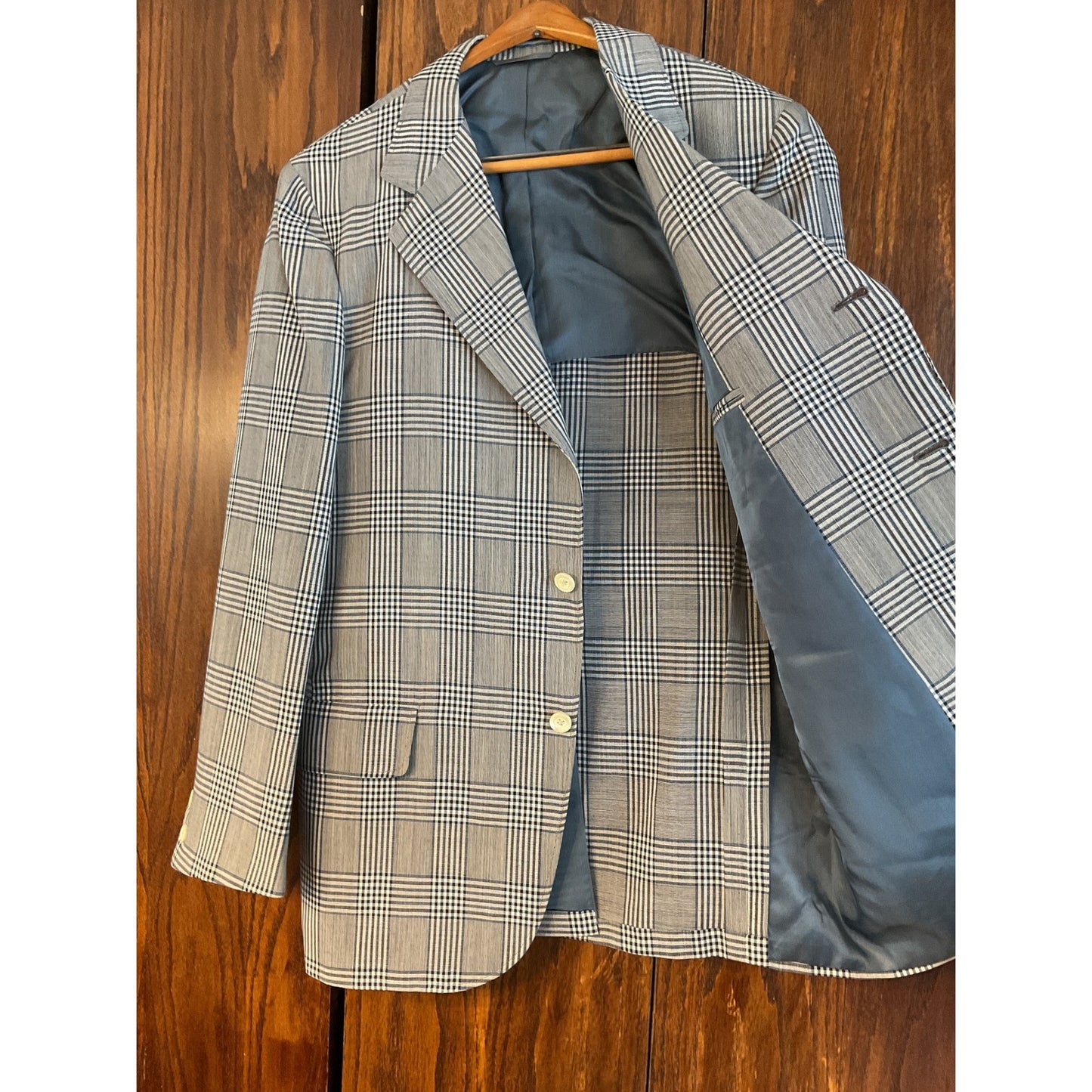 Blue and Gray plaid Sport Coat - 1970