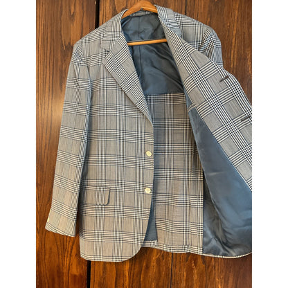 Blue and Gray plaid Sport Coat - 1970