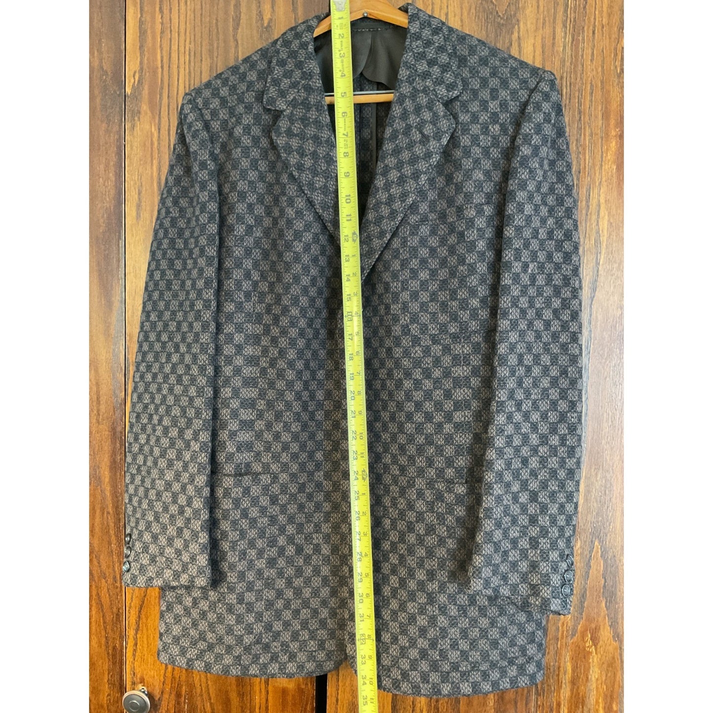 Brown Checkered Outdoor Wool Coat Size 40 Long