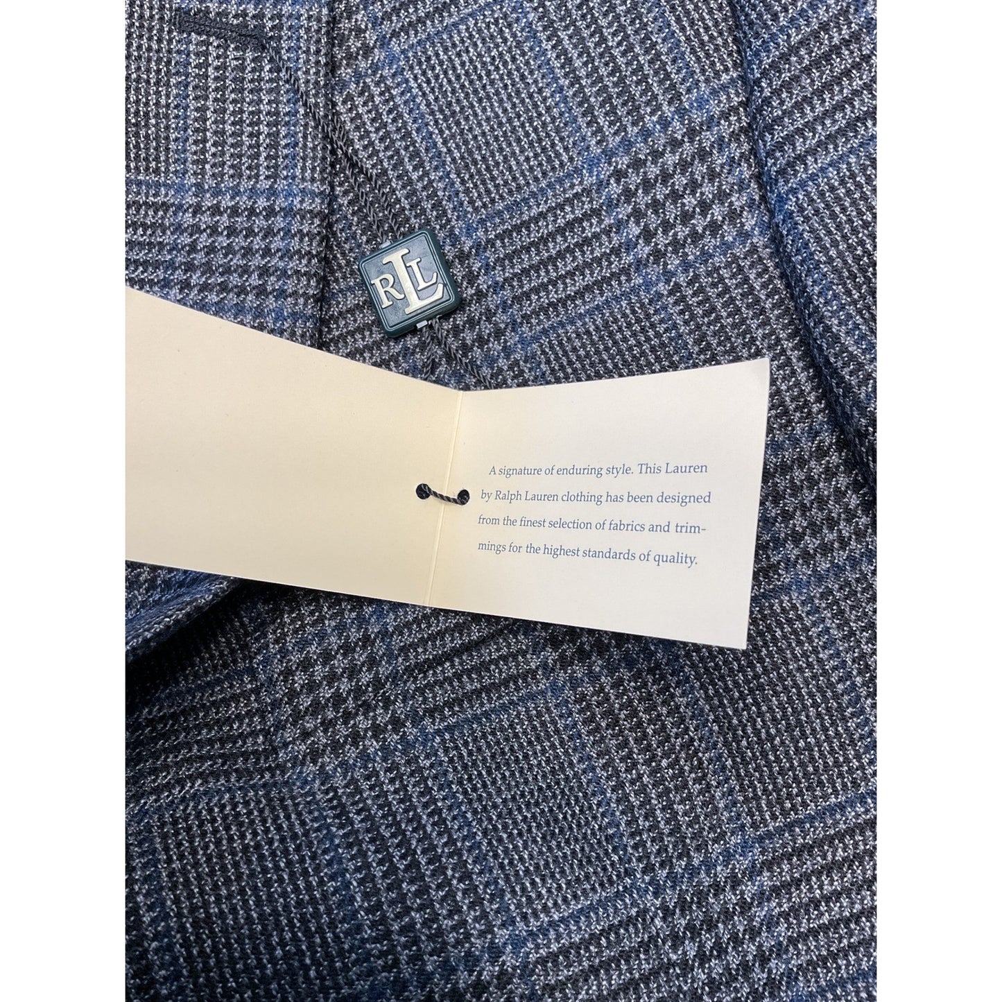 New With Tags Ralph Lauren, Pure Wool Blue and Black Plaid Blazer
