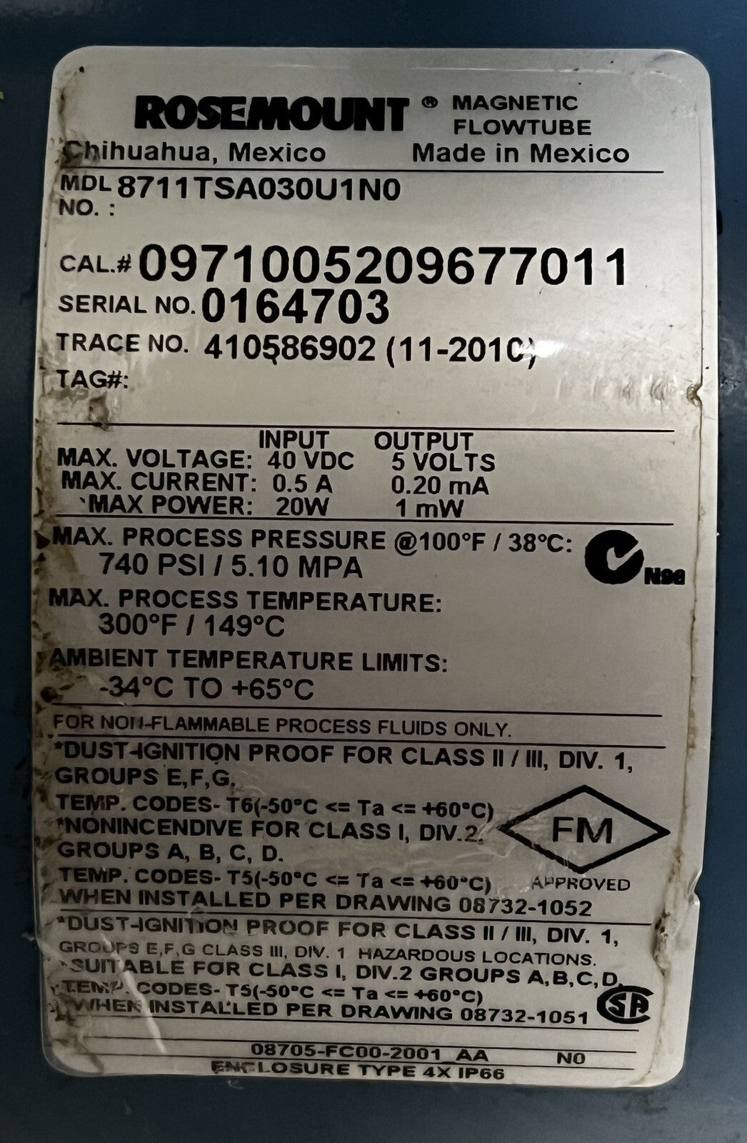 Rosemount 8711TSA030U1N0 Magnetic Flowtube & 8732EST1A1N0M4 HART Transmitter