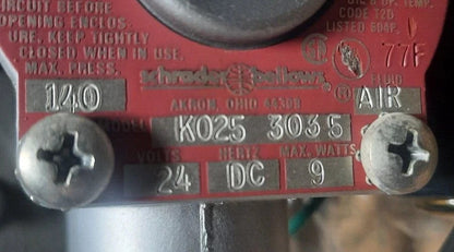 SCHRADER BELLOWS  Part#N3156350149  INLINE VALVE (24VDC, 140 MAX. PRESSURE)