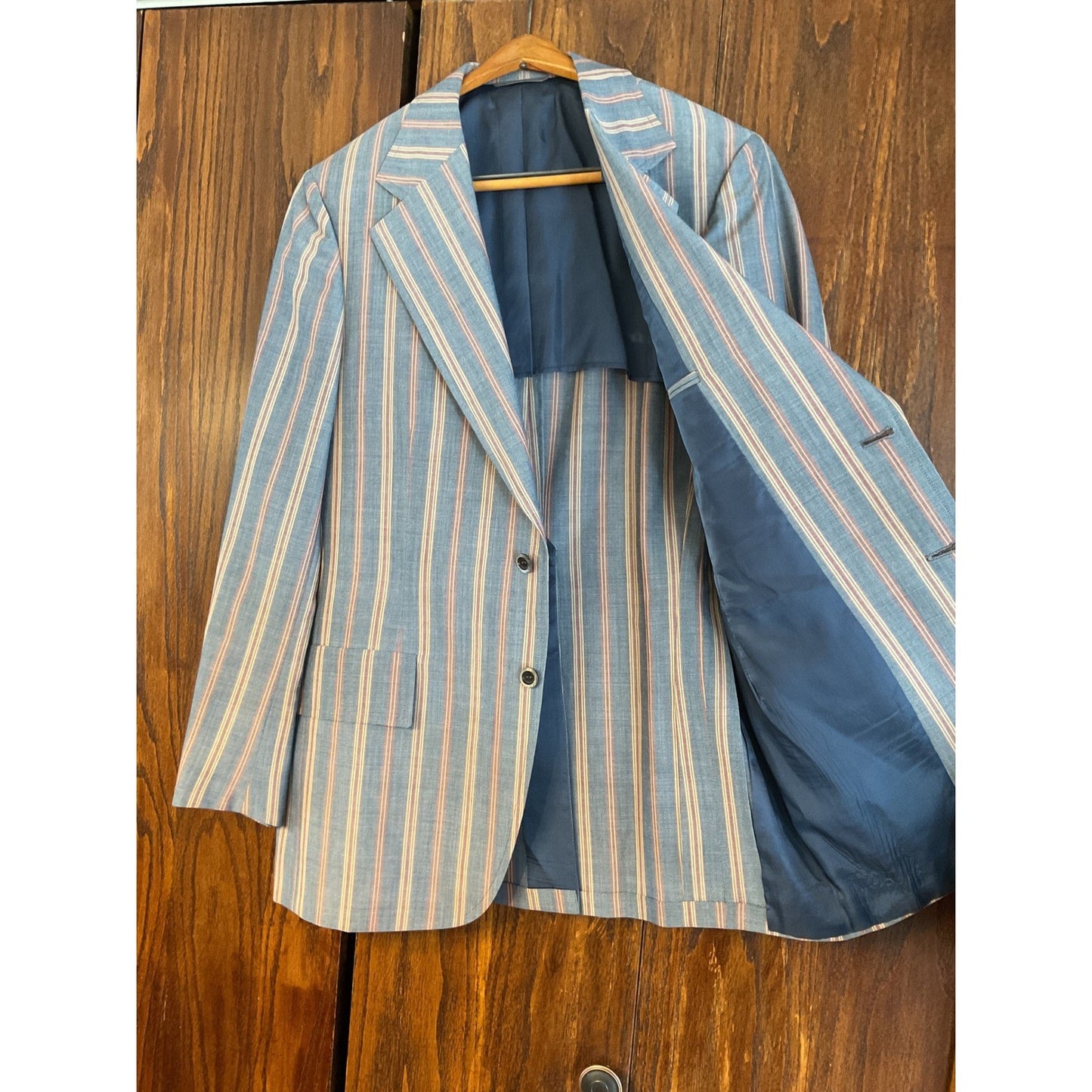 Blue, Red, and Yellow Striped Suit Sport Coat - 1972