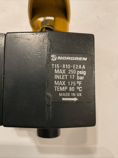 QTY 3 - NORGREN #T15-810-E2AA  INLET VALVE (250 PSIG MAX.)