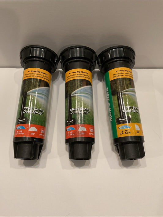 NEW - 3 Rain Bird -  1800 Series Dual Spray Pop up Sprinklers - 4"