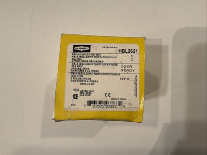 HUBBELL TWIST-LOCK PLUG HBL2621 30AMP 250VOLT 2P 3W GRND NIB