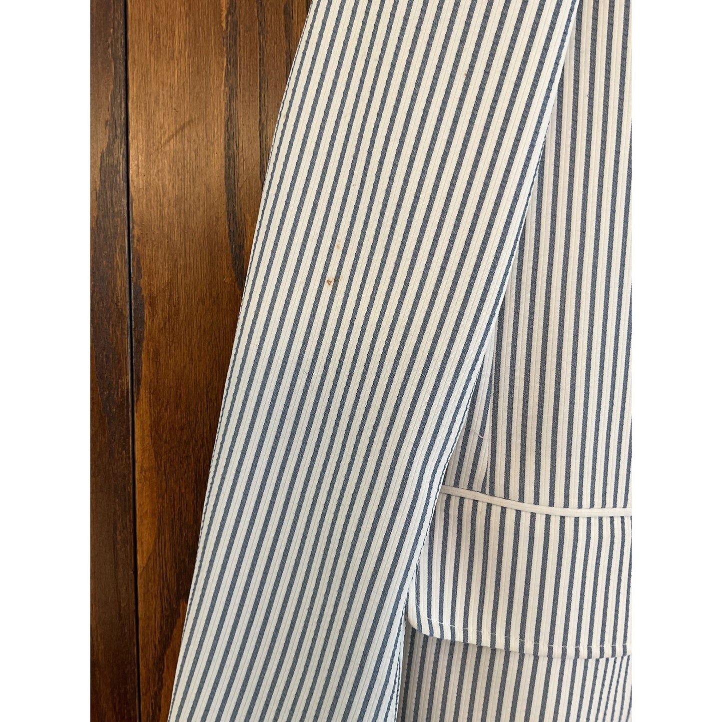 White and Blue Striped Light Blazer with 2 Buttons