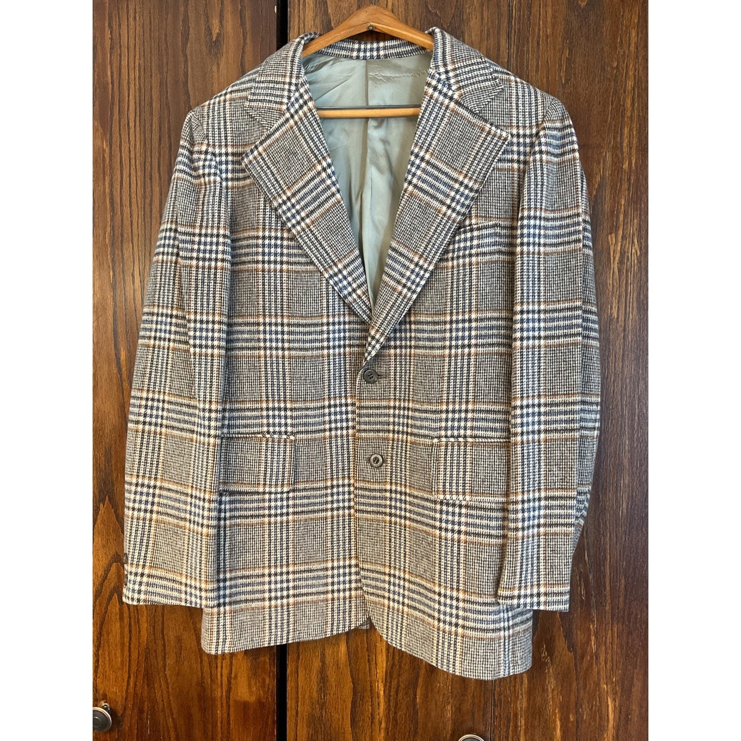 Tan and Blue Plaid Blazer
