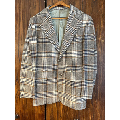 Tan and Blue Plaid Blazer
