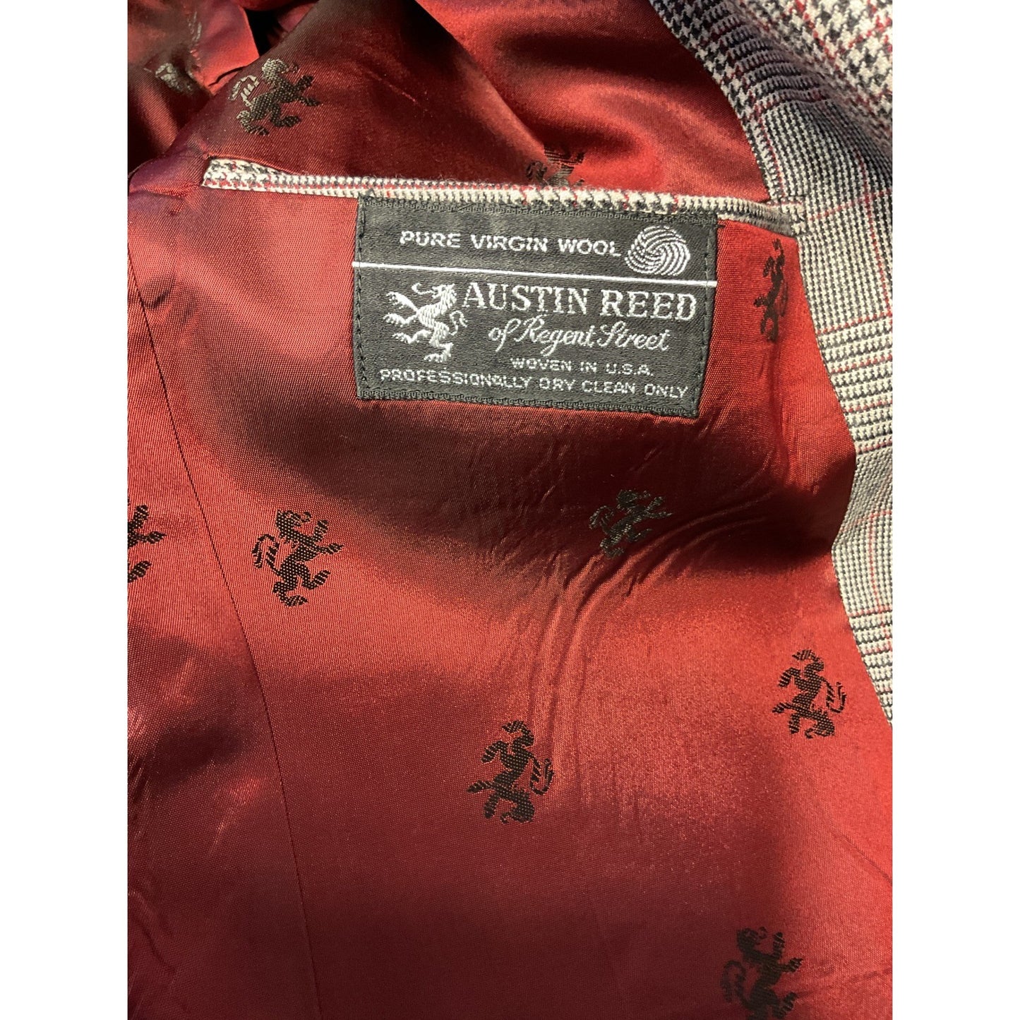 Black and Maroon Plaid Austin Reed of Regent Street Wool Suit
