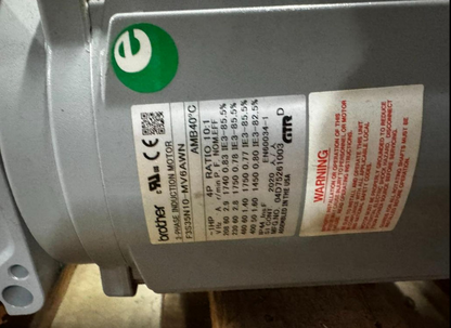 Brother 3 PH Induction Motor, F3S35N10-MV6AWN 1 HP  4P RATIO 10:1