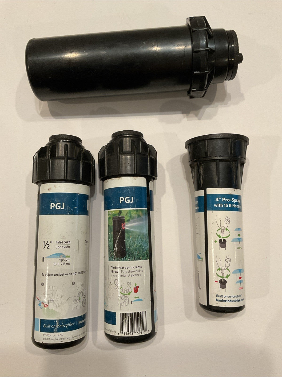5 Hunter Sprinkler heads:(2)PPG Ultra- (2)PGJ- (1)4" Pro-Spray - 30+ Connectors