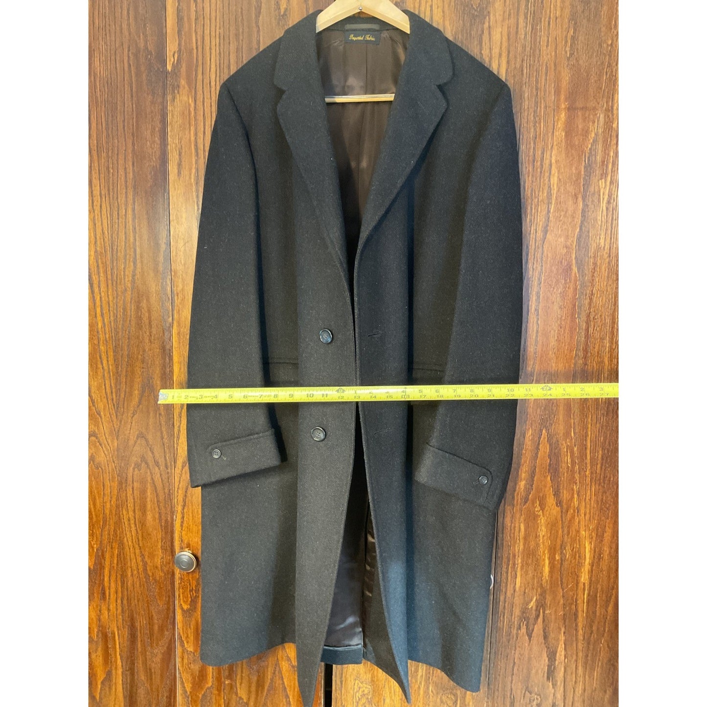 Black Tailored Wool ACWA Long Formal Button Up Outerwear Coat
