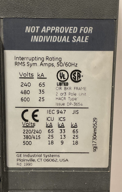 GE 400A 3P SGHA36AT0400 w/ 400A Rating Plug (SRPG400A00) & Mounting Hardware