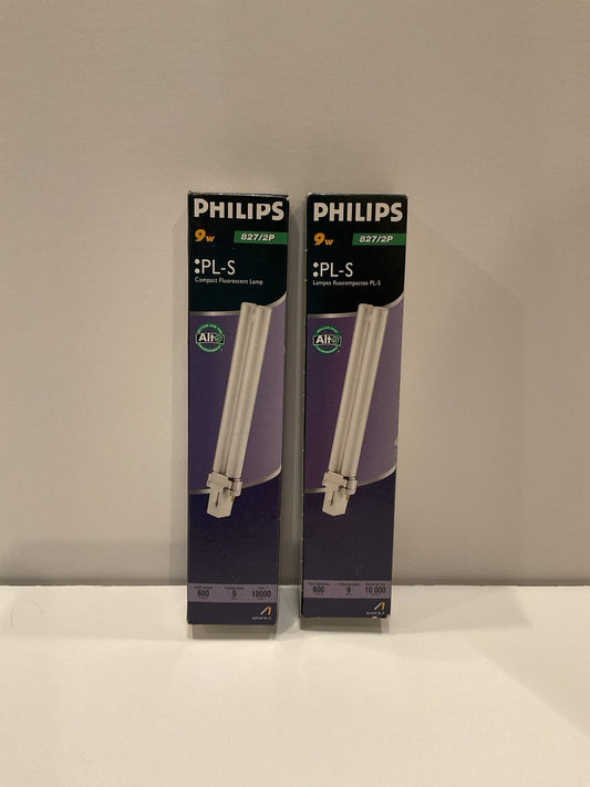 Qty 2 - Genuine PHILIPS PL-S 9W/827/2P