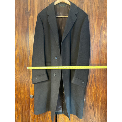 Black Tailored Wool ACWA Long Formal Button Up Outerwear Coat